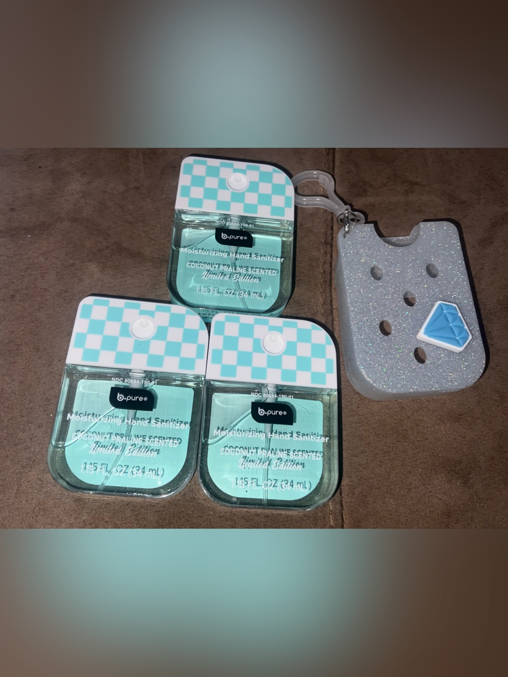 B pure moisturizing hand sanitizer bundle with sanitizer case and charm